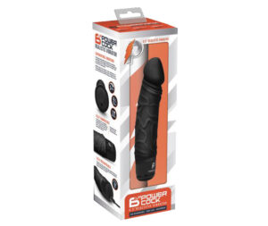 Powercocks Silicone Rechargeable Realistic Black Dildo Vibrator 6.5 Black