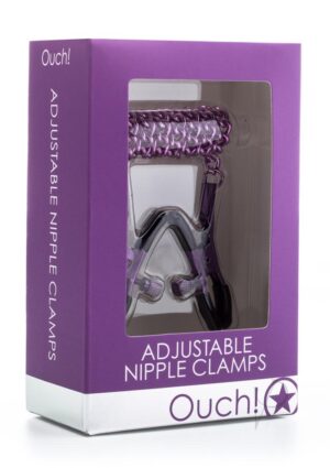 Ouch Adjustable Nipple Clamps with Chain Purple