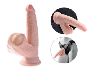 King Cock Triple D Realistic Dildo With Swinging Balls 6 In Vanilla