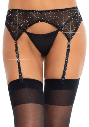 Leg Avenue Rhinestone Garter Belt One Size Black