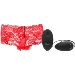 Secret Floral Lace Vibrating Panties Boyshort Remote Control Egg Red