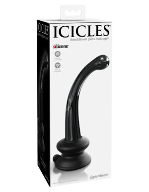 Icicles No. 87 Glass Suction Cup G-spot Dildo Wand Black