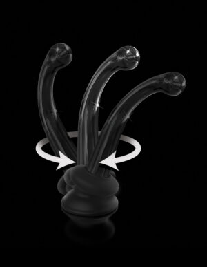 Icicles No. 87 Glass Suction Cup G-spot Dildo Wand Black