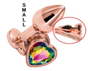 Rear Assets Rose Gold Heart Small Jeweled Anal Plug