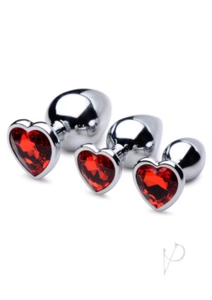 Red Heart Gem Jeweled Butt Plugs Set