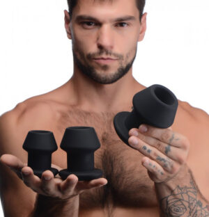 3 Piece Hollow Butt Plugs Silicone Anal Dilator Set