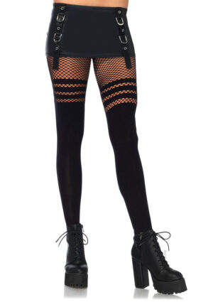 Opaque Faux Women Thigh High Stocking Stripe Fishnet Top