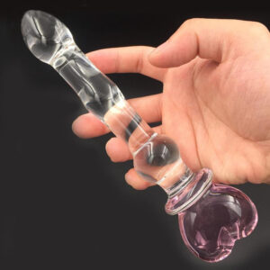 Crystal Heart of Glass Pink Beaded Glass Dildo