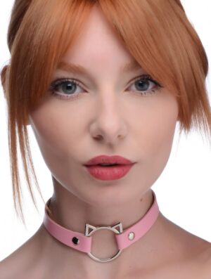 Kitty Ring Slim Choker Sex Collar Pink