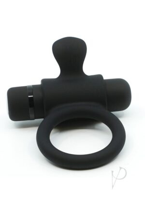 Vibrating Penis Ring with Tongue - Black