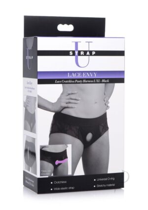 Lace Envy Black Crotchless Panty Harness