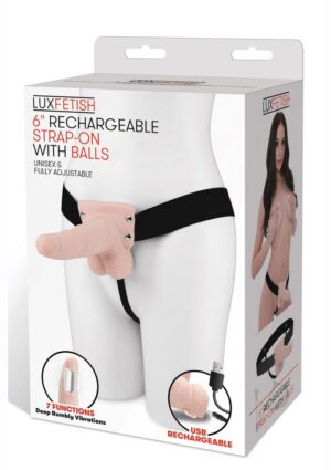 Lux F Recharge Strap On W/balls 6 Fresh