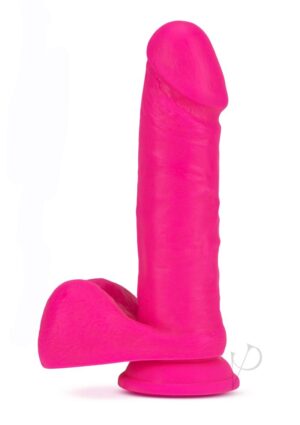 Dual Density Suction Cup Dildo with Balls - Pink