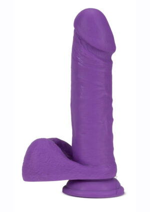 Dual Density Suction Cup Dildo with Balls - Purple
