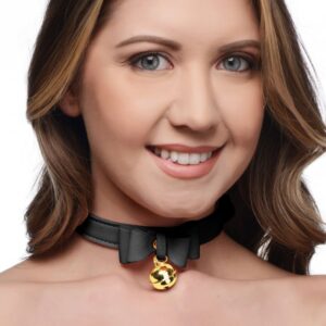 Cat Bell Sex Collar - Black/Gold