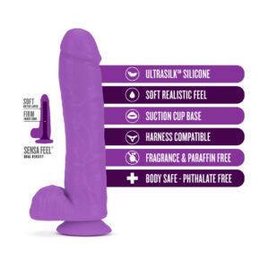 Dual Density Dildo with Balls - Neon Purple