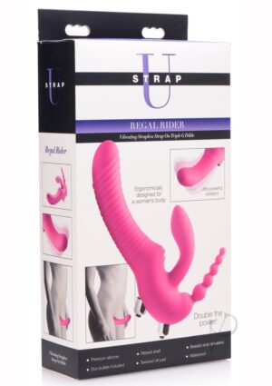 Regal Rider Vibrating Silicone Strapless Strap On Triple G Dildo