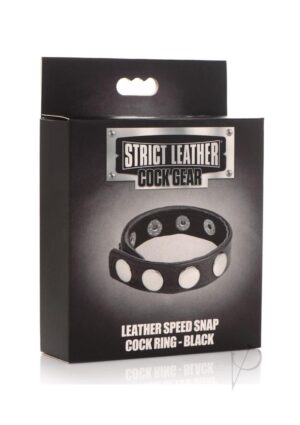 Leather Speed Snap Cock Ring - Black