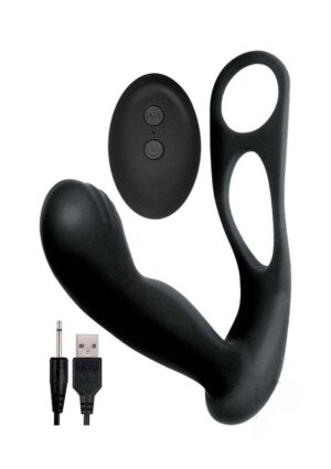 Prostate Massager with Scrotum and Cock Ring Black