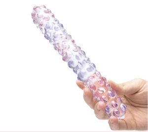 Glass Dildo 9 inches Clear/Pink