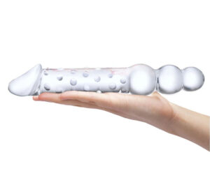 Dildo With Anal Beads 12 inches Clear