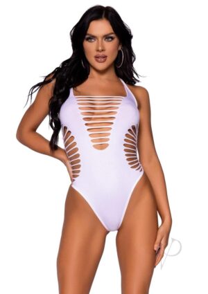 Seamless Shred Thong Bodysuit Os Wht