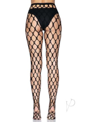 Leg Avenue Rhinestone Jumbo Pothole Sexy Tight and Pantyhose Os Black