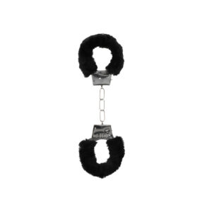 Ouch Pleasure Furry Black Hand Cuffs for Women