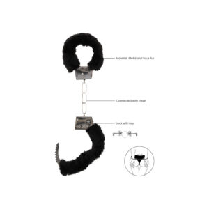 Ouch Pleasure Furry Black Hand Cuffs for Women