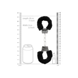 Ouch Pleasure Furry Black Hand Cuffs for Women
