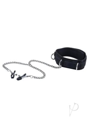 Sex Collar With Nipple Clamps Black