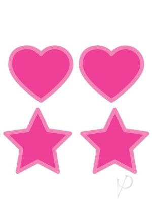 Glow In The Dark Heart and Star Hot Pink