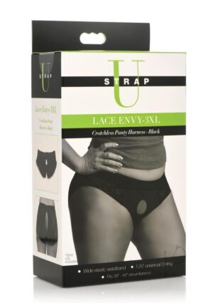 Panty Crotchless with an Open Back Strap On Harnes - Black