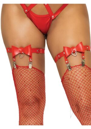 Stockings Bow Accent with Heart Hardware Os Red