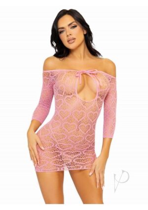 Mini Sexy Dress with Keyhole Tie Front One Size - Pink