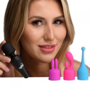 Rechargeable Petite Wand Vibrator w/ 3 Attachments