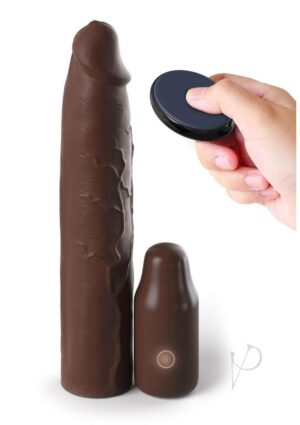 Vibrating Penis Sleeve With Remote - Brown