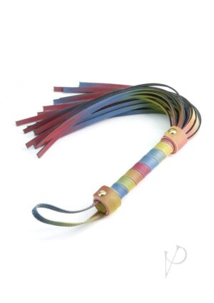 Leather Flogger Sex Restraint Sub/Dom Punishment Rainbow