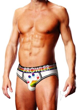 White Oversized Paw Male Open Brief Underwear Medium