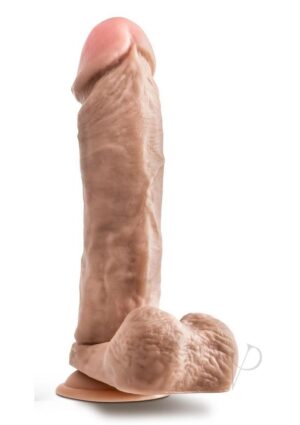 9-inch Realistic Suction Cup Thick Dildo with Balls - Beige