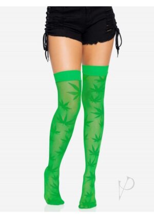 420 Net Thigh Highs Os Green