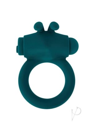 Silicone Vibrating Penis Ring With Stimulator Deep Teal