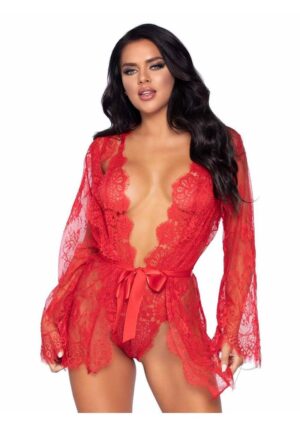 Robe & Sexy Teddy And Bodysuit Red Large