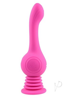 Flexible Silicone Vibrator With Suction Cup Pink