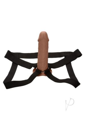 Penis Sleeve Extension with Strap On Harness - Brown