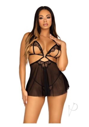 Sexy Babydoll Lingerie With Panty Large Black