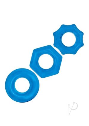 External Stimulator Non-Vibrating Penis Ring - 3pk Blue