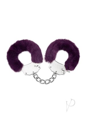 Furry Wrist Metal Handcuffs Sex Restraints - Purple