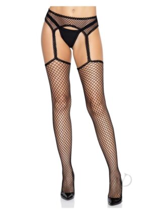 Hosiery Net Garter Belt Thigh High Stockings Black