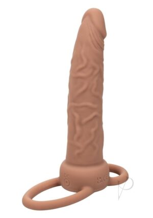 Vibrating Probe Rechargeable Double Penetration Toy - Brown